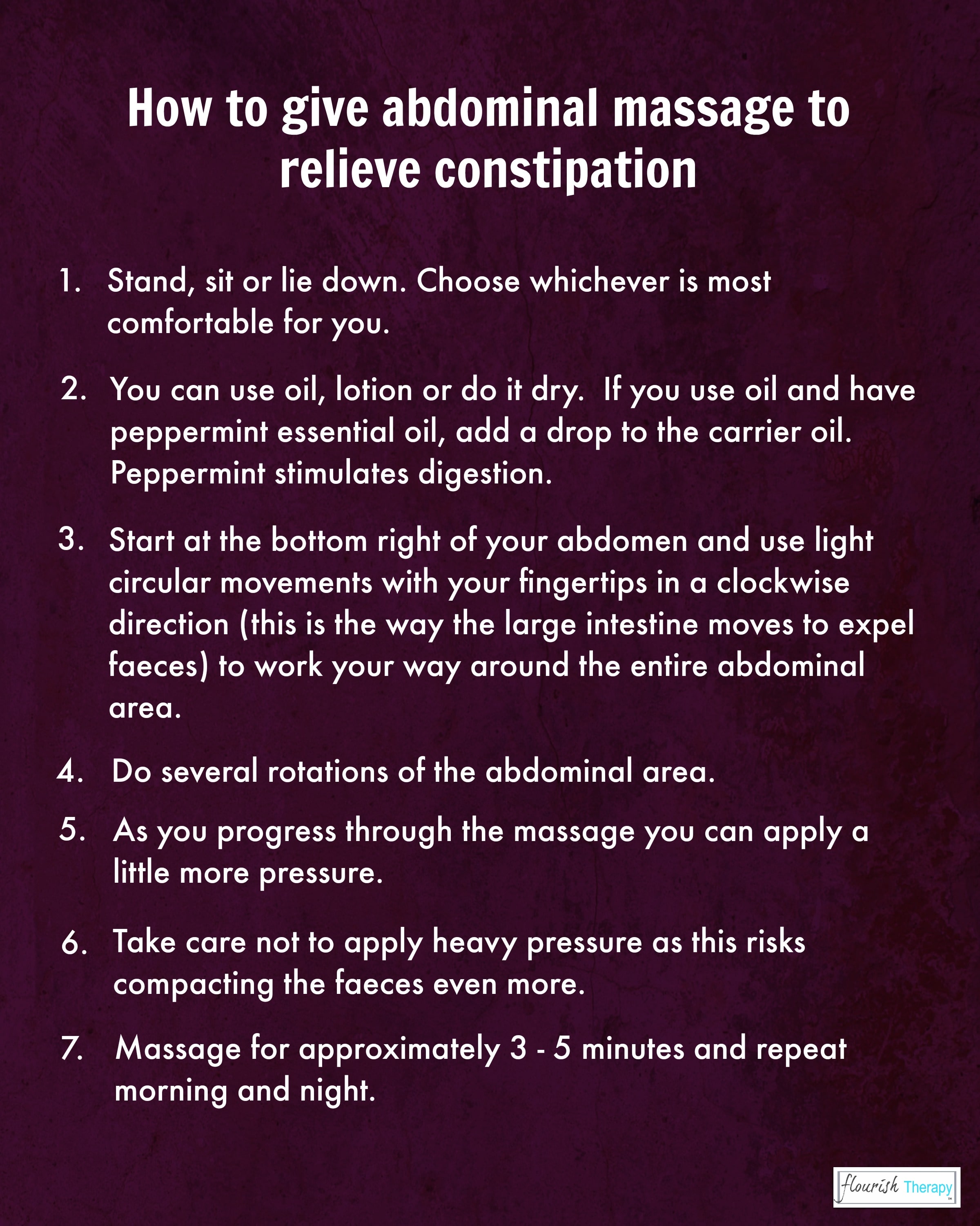 Abdominal massage for constipation
