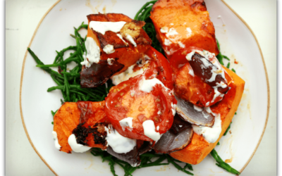 Butternut Squash with Gingerly Tomatoes and Lime Yoghurt