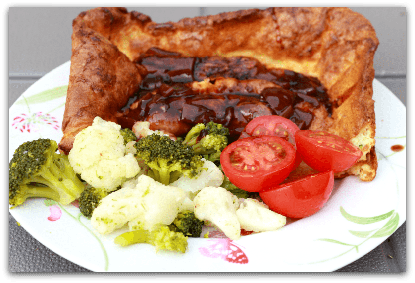 Toad in the hole and veg