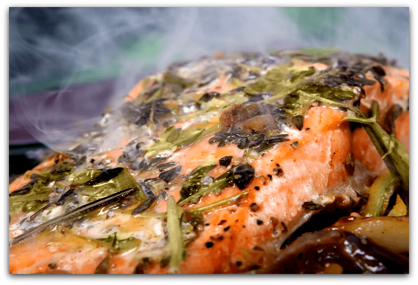 Chermoula poached salmon