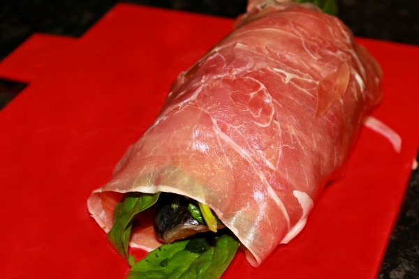 Salmon, parma ham and beetroot wrap