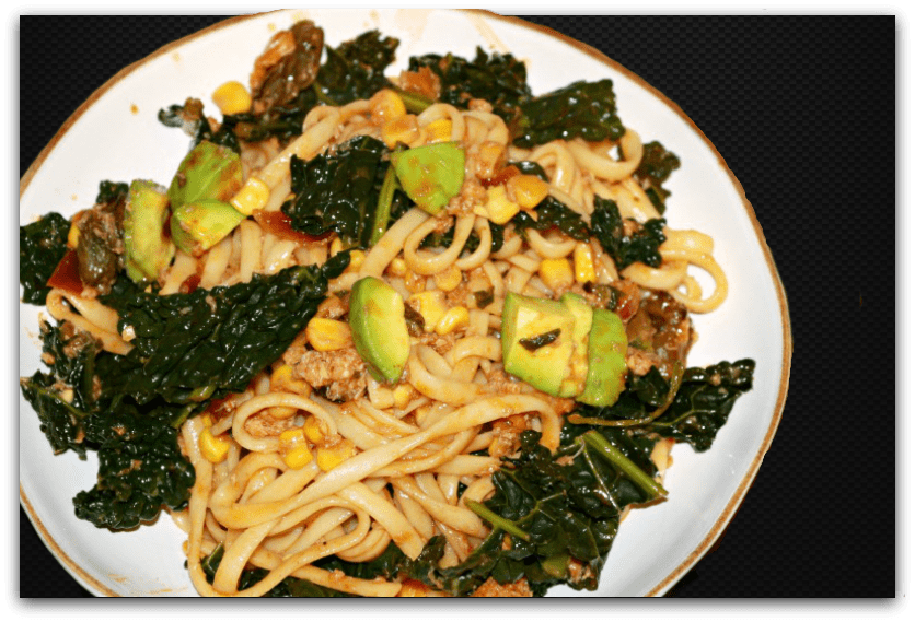 Crab pasta with kale