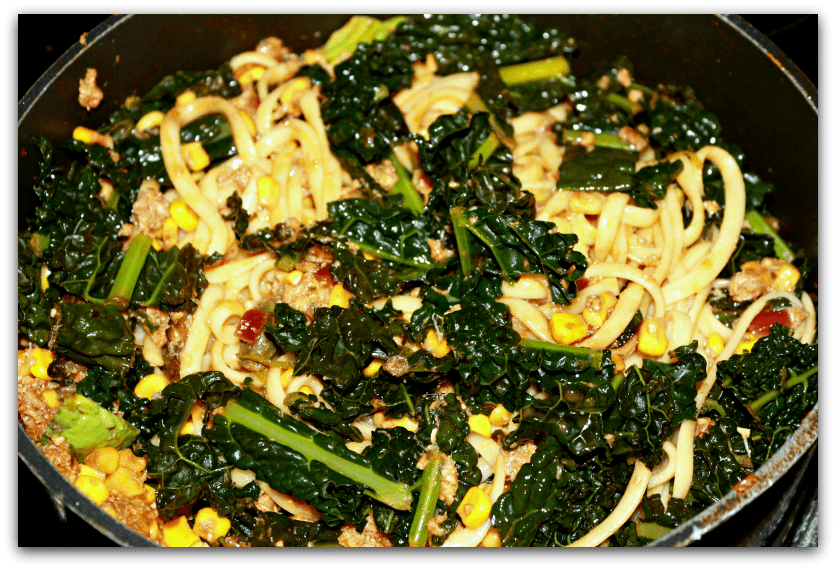 Crab pasta with kale