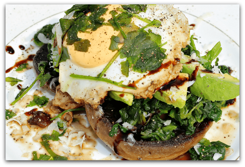 Mushroom, spinach and egg