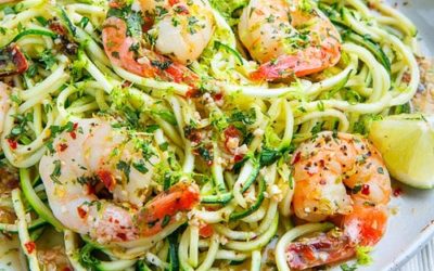 Zoodles with lime prawns